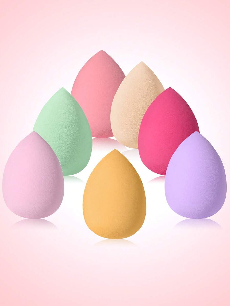 7PCS Non-Absorbent Makeup Tools Set: 7PCS Soft Blending Makeup Sponges – Dry & Wet Dual-Use For Flawless Base Makeup