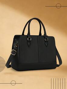 女士PU皮手提包，多功能托特包、手提包、可调节斜挎包，时尚单肩包，带肩带 - 彩色 - 查看 2