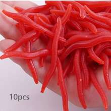 30pcs High Quality Realistic Red Earthworm Fishing Bait, Worm Soft Bait, Red Worm & Maggot Bionic Worm Design - Scented Lure Suitable For Freshwater And Saltwater Fishing, Durable Thermoplastic Rubber Material, Natural Appearance, High-Quality Bait - Multicolor - View 10