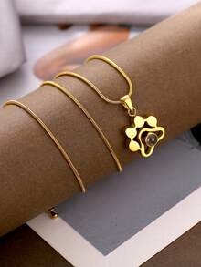 1pc Customized Pet Photo Dog Paw Projection Necklace, Minimalist Paw Print Photo Necklace, Pet Memorial Pendant, Christmas Gift, Mother's Day Gift, Gift For Her, Cat & Dog Fashion, Autumn , Minimalist, Casual, Cute Customized, Personalized - Multicolor - View 4