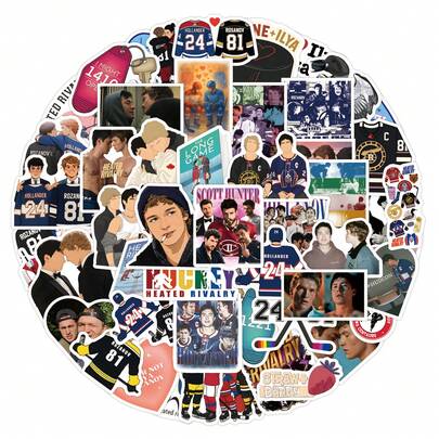 60pcs Heated Rivalry Retro Aesthetics Fantasy Sun Ins Y2K Downtown Aesthetic Stickers Gifts Humorous And Funny Stickers 80S 90s Anime Stickers For Scrapbook Supplies Envelope, Water Bottle, Computer, Laptop, Phone, Luggage, Notebook, Fridge,Festival Party,Christmas Decoration New Year Winter