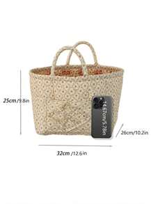 1 PC Floral Print Quilted Storage Basket Laundry Basket Large Capacity Portable Storage Bag Foldable Snack Basket With Handle For Women And Girls - 彩色 - 查看 2