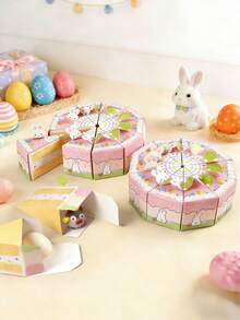 20pcs/Set Cake Shape Box, Easter Gift Box, Rabbit Paper Box, Triangle Packaging Box, Party Favors, Easter Birthday Party Decoration, Party Supplies - Multicolor - View 11