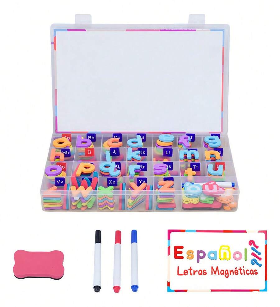 TendenciaWegalife. ®   Juego De Letras Magnéticas En Español, Alfabeto Magnético Material Montessori Didactico Para Hogar Y La Escuela Con 3 Plumones Y Borrador, Juguetes Educativos Para NiñosCalidad premium - Bolsas únicas para comercio y eventos - Ver 1