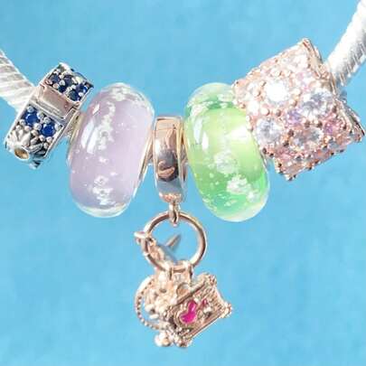 100% Authentic 925 Sterling Silver Murano Glass Charms, Original Handmade Charms For Bracelets, Bubbles Clear Charms For Women, Jewelry Gifts For Women, 1pc Charm, Bracelet Not Included #K184