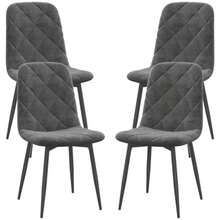 Set Of 4 Dining Chairs With Backrest, Velvet Look, Padded And With Metal Legs, For Dining Table, Grey. - Grey - View 1