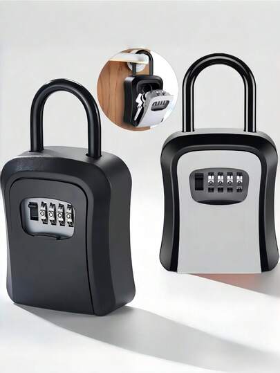 1pc Waterproof Key Lock Box With Detachable Chain, 4-Digit Combination, Wall Mountable Or Hanging, Password Resettable, Made Of Semi-Metal And Zinc Steel, Battery-Free, Ideal Gift For Holidays