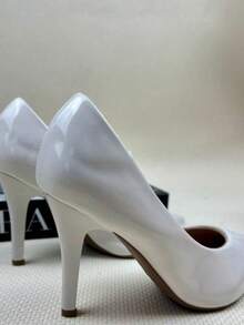 Women's Elegant Patent Leather Stiletto Heel Shoe (9.5 Cm) Comfortable, Available In Black, Pink, Red, Nude, Rose, And Blue. - 白色 - 查看 5