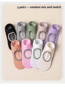 10pcs/5pcs/3pcs/1 Pair Professional Yoga Socks, Non-Slip & Comfortable, Fitness Sports Socks, Indoor Floor Socks, Silicone Non-Slip, Backless Breathable Dance Socks. Suitable For Home Workout, Gym Fitness, Pilates Sports Socks, Medium Elasticity, Practical, Foot Protection, Highly Attractive, Non-Deformation, Non-Pilling - Multicolor - View 8