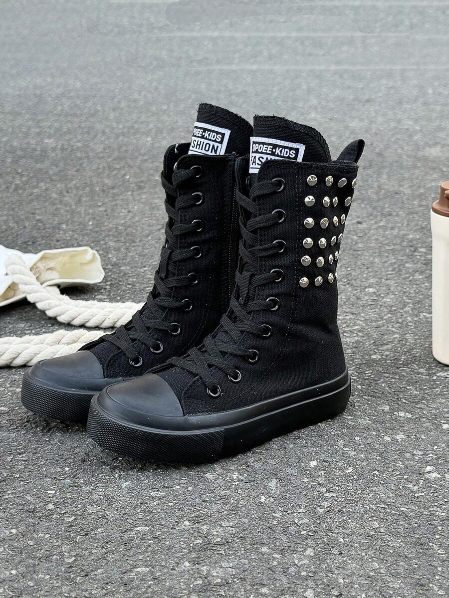 OPOEE帆布鞋，儿童中帮运动鞋，春秋季韩版，男女通用，时尚低帮休闲系带运动鞋，经典高帮运动鞋，百搭休闲运动滑板鞋