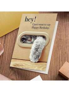 1pc Unique Cat Birthday Card, Best Gift For Family And Friends, Happy Birthday Card With Envelope, Unusual Things, Cute Aesthetic Items - 賀卡+信封 - 查看 7