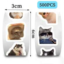500 Sheets/Roll Roll Roll Sticker Tape Cat Expression Handbook Material Decoration Envelope Sealing Sticker - Multicolor - View 4