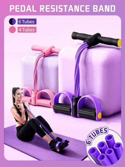 6pcs Elastic Yoga Resistance Bands - Purple PVC Material, Suitable For Full Body Workout, Core Muscle Training, Arm And Leg Exercises, Rowing Practice, And Use With Fitness Equipment - Purple And Pink Options Available. Ideal For Sports, Gym, And Home Workouts. Product Category: Fitness Accessories, Elastic Fitness Bands, Weight Loss Aids, Pilates Equipment, And Resistance Bands.