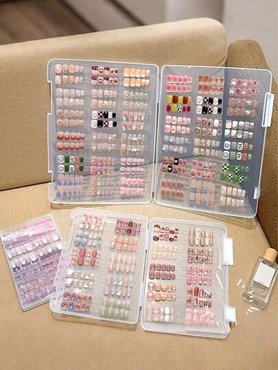 1PC Nail Display Box, Nail Storage Box, Transparent Flip Cover Dustproof Storage Box, Nail Accessory Sample Display Box, Nail Color Card Book Storage, Large Capacity Desktop Storage Box, Suitable For Collection, Display, Organization And Storage, Detachable Nail Storage Box