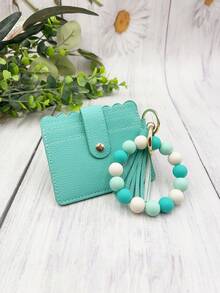 1 件女式多色串珠 PU 流苏钥匙钱包、零钱包、卡包、腕包、钥匙扣，可作为礼物送给妈妈和朋友，波西米亚风圣诞节汽车配件包饰学校可爱哥特 Y2k 包挂绳带身份证夹汽车配件包饰 - 卡包 - 查看 3