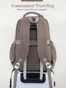 1 PC Brown Solid Color Animal Portable Travel Versatile Commuting Backpack,Multifunctional And Large Capacity Fashionable And Casual Large Capacity Portable Zipper School Bags,Travel Storage Stationery Storage,Vacation Essentials Satchel, Suitable For Earphones, Chargers, Lipstick, Cosmetics, Perfume, Skin Care And Beauty Products, Nurses, Students, Keys, Holiday Gifts - màu nâu - Xem 4