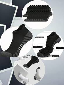 20只/10只/5只/1双 黑白男士夏季袜子，时尚休闲舒适，适合户外运动、跑步、健身，压缩膝袜，商务休闲假日黑白中筒袜，假日礼物（透气），适合鞋码（39-42/43-46） - 彩色 - 查看 5