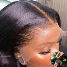 Glueless Black Straight Hair Wig Lace Closure 13x4 Lace Frontal Wig -180% Density Pre Plucked & Cut Lace Front Hand Weaves Wig For Women 180% Density Wear & Go Wigs Hairpiece Natural Looking Hairline - Natural & Black - View 2