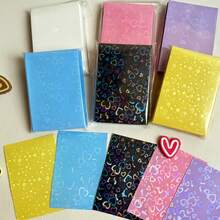 10pcs/Pack 61x91mm Matte Card Sleeves, CPP Laser Cut Heart Holographic Postcards, 3 Inch Top-Open Card Holders, Back To School Season - Multicolor - View 6