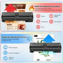 Laminadora caliente/fría A4, laminadora 6 en 1 con película de 300 mm y cortador, cortador de esquinas, perforadora, precalentamiento de 60 segundos, 320 mm/min, 55 dB, A4/A5/A6/A7/3R/2R, adecuada para uso doméstico o de oficina. - por defecto - Ver 4