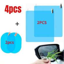 4pcs Car Rearview Mirror Protective Film Side Windows Sticker, Anti Fog Glare Rainproof Waterproof Mirror Film Clear Nano Coatin - A - View 9