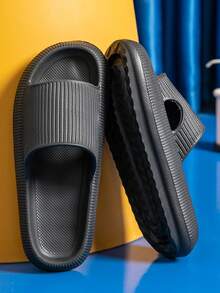 A Pair Of Summer Casual And Versatile Women's Slippers, Indoor Silent And Anti-Slip Slippers For Both Men And Women, Comfortable And Soft, Large-Sized Men's Flip-Flops - màu đen - Xem 3