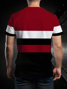 KOVSEE Áo thun đen nam in logo vương miện 3 sọc, phong cách thể thao giản dị tối giản, thích hợp cho việc mua sắm và đi chơi với bạn bè, có thể phối cùng quần jeans hoặc quần tây để tạo vẻ ngoài thoải mái nhưng vẫn đậm chất mùa hè. - Đỏ - Xem 2