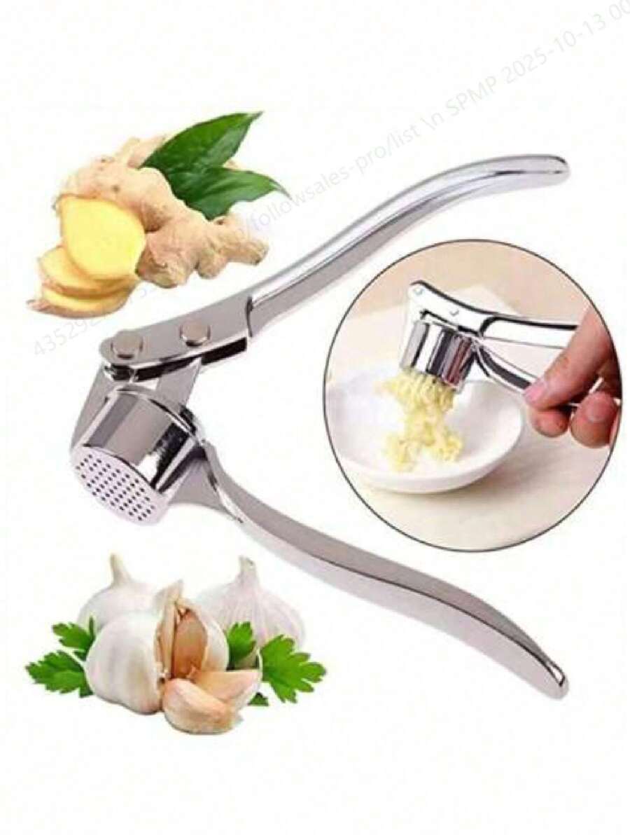 1个不锈钢蒜蓉压榨器,手动蒜/姜压榨器,厨房工具,防锈专业蒜蓉器,易于挤压和清洗,蔬菜处理器,厨房小工具,家居必备,创意厨房工具,适用于酒店、餐厅,厨房用具和调味工具,厨房配件 - 銀色 - 查看 1