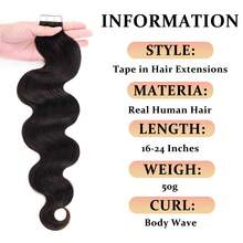 Body Wave Hair Extensions Tape In 20pcs Tape Ins Human Hair Extensions Natural Hair Tape In Soft Skin Wet And Invisible - S1B - View 4