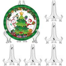 Transparent Plastic Hanging Plate Rack, Gold Electroplated Iron Art Plate Display Stand For Plates, Trophies, Clocks, Photo Albums, Painting Plates - Clear - View 4