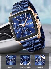 LIGE Men's Fashionable Casual Business Watch Waterproof Luminous Quartz Watch Classic Round Dial Clock Watch Date Design Men - Gold - View 9