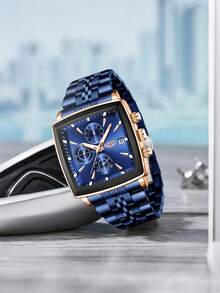 LIGE Men's Fashionable Casual Business Watch Waterproof Luminous Quartz Watch Classic Round Dial Clock Watch Date Design Men - Gold - View 1