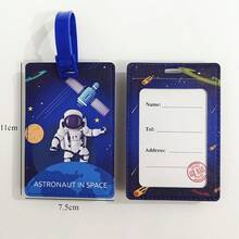 Creative Astronaut Luggage Tag, High Quality Travel Accessories, Baggage Tag, PU Leather Tag, Boarding Tag, Name ID Labels With Privacy Cover For Suitcases, Boarding Tag Portable Label - Multicolor - View 6