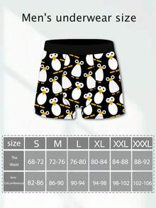 1 包新奇男士短裤，可爱企鹅图案印花男士平角内裤，俏皮动物图案印花男士短裤，针织面料，透气吸汗，柔软亲肤，俏皮可爱，适合休闲居家穿着的男士平角内裤。 - 彩色 - 查看 8