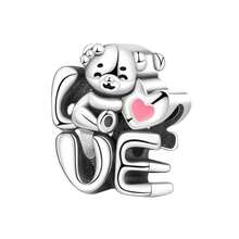 CYMYSS 1件浪漫心形镀银铜吊坠，镶嵌人造锆石，女士情人节/生日礼物，DIY手链配件 - 彩色 - 查看 13