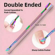 10Pcs Stainless Steel Double Ended Cuticle Pusher Remover And Cutter, Professional & Durable Manicure Pedicure Nail Tools For Fingernails Toenails - Nhiều màu - Xem 5