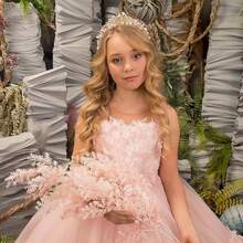 Elegant Sweetie Princess Sleeveless Flower Girl Dresses Appliques  Tulle Pageant Dresses For Girls Kids Party Ball Gowns,First Communion Dress,Tween Girls Princess Dress,Birthday,Wedding Or Photoshoot Outfit,Dance Performance Dress,Piano Performance Dress,Perfect For Shows,Birthday Parties,Vacations,Pageant,Prom Dress - 粉色 - 查看 4