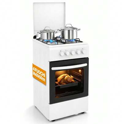 Bakaji Cucina da Esterno Alimentazione a Gas con Forno e 4 Fuochi, Cucinino con Bruciatori e Griglie Rimovibili in Ghisa con Mobile e Accensione Ergonomica, Ideale per Esterni ed Interni