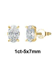 1 PC 925 Sterling Silver Stud Earrings Shining Oval Cut 8A Zirconia Stone Elegant Brilliant Jewelry For Teenager Girl - LZE03 - View 13