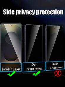 3pcs 9H Tempered Glass Screen Protector, Anti-Scratch, Anti-Shock, Anti-Peeping, Anti-Fingerprint, Compatible With Samsung Galaxy S9/S10/S20/S20+/S20 Ultra/ S21 Ultra/S21 /S21+/S22 Ultra/S22 /S22+/S23/S23+/S23Ultra/S24/S24+/S24Ultra//S25/S25+/S25Ultra/S26 Ultra/S26 Plus/S26 Curved Screen Models - Black - View 3