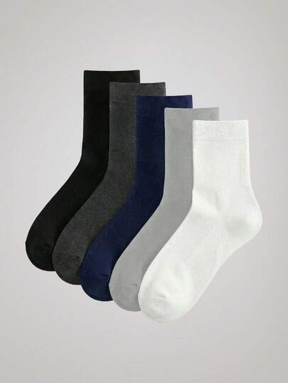  OFFICEAU 男士船袜 5 双装，防臭吸汗，商务风格，黑色，春秋季，复古春夏款