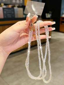 1pc Handmade Transparent Colorful Shiny Crystal Beaded Chain, Suitable For Phone Straps, Bracelets, Shoulder Straps, Compatible With Bags Compatible With Android And Most Smartphone,Gifts For Mother, Family, Friends, Birthday, Holiday Phone Chain - Clear - View 5