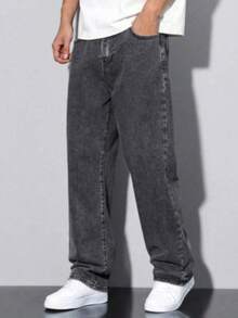 Balao Men's Jeans 100% Denim With Button Streetwear Style All Loose Pocket Zipper Button Halloween Christmas - màu xám đậm - Xem 9