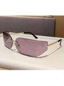 New Metal Frameless  For Women, Narrow Frame, Fashion Personality, Retro - 紫色 - 查看 5