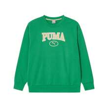 Puma 时尚超大Logo印花男女通用圆领长袖针织卫衣，情侣运动卫衣 - 綠色 - 查看 1