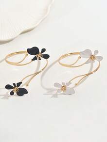 1pc Women's Fashion Floral Drip Oil Open Cuff Bracelet, Suitable For Vacation Wear - Multicolor - View 6