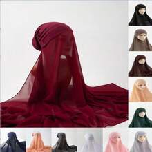 1pc Random Breathable Tubular Headband Scarf, Long Scarf, Hijab, Soft & Lightweight, Multipurpose, Daily Accessory, Silky Touch For Women, Suitable For Evening Dress, Party, Travel, Office, Wedding Gift - Multicolor - View 1