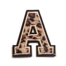A-Z English Letter Patches, Leopard Print Embroidered Iron-On Stickers, Suitable For Clothing, DIY Name Apparel