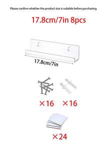 8-Pack Clear Acrylic Vinyl Record Holder Shelves, Kids Room Wall Bookshelf, Kids Baby Floating Bookshelf, Display Rack, Magazine Rack, Wall Shelf - Multicolor - View 16