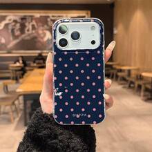GIIPPA 1pc Cute Pink Polka Dot Phone Case Compatible With IPhone 15/14/13, 1pc Fashionable Brown Polka Dot Phone Case Compatible With IPhone 15/14/13 Pro Max/Plus, Durable Shock-Resistant Full-Body Protection, Slim Fit Design, Suitable For Women And Girls, Item No. 35460, Also Compatible With IPhone 17 Air - Blue - View 8